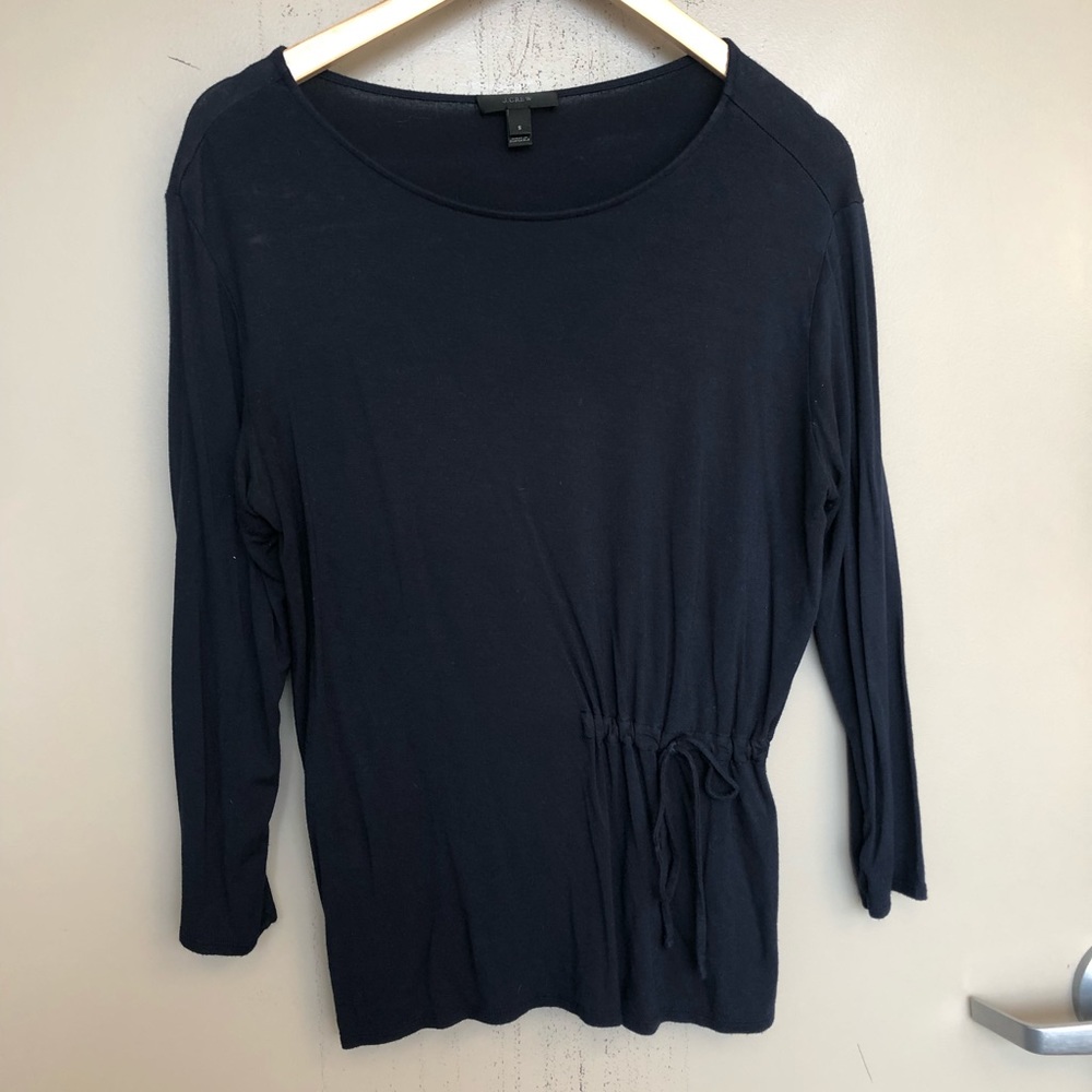 JCrew 3/4 Sleeve Side Cinched Tie Top